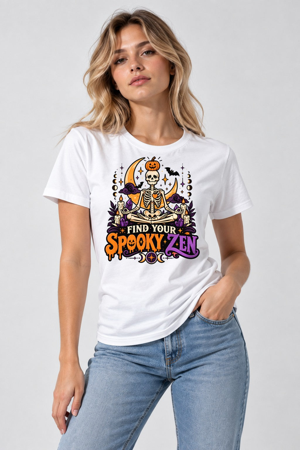 Spooky Zen Skeleton - White