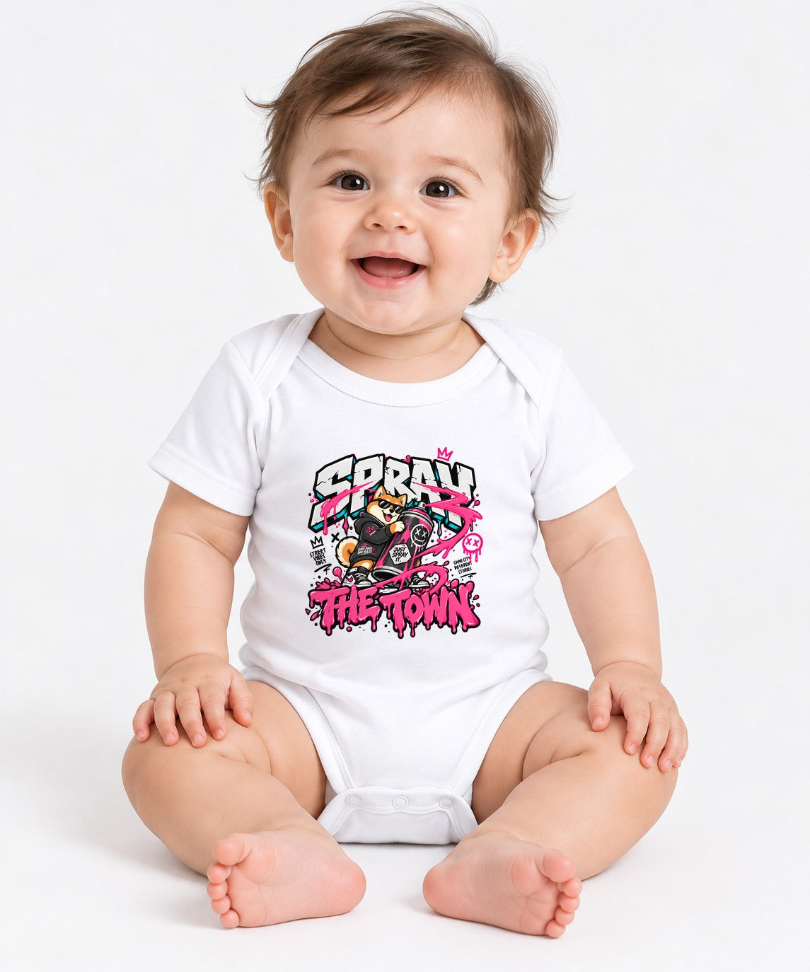 Spray The Town Shiba Graffiti Tee - Street Art Dog Shirt - White