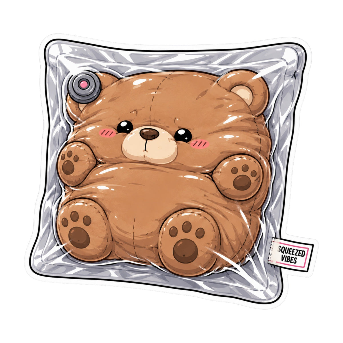 Squeezed Vibes - Cute Vacuum Sealed Teddy Bear Introvert Graphic T-Shirt