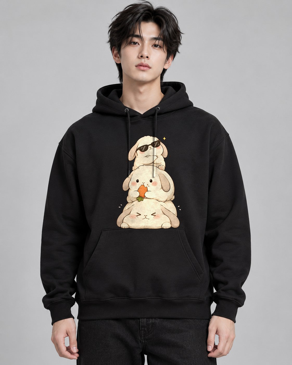 Stacked Bunnies Tower - Black