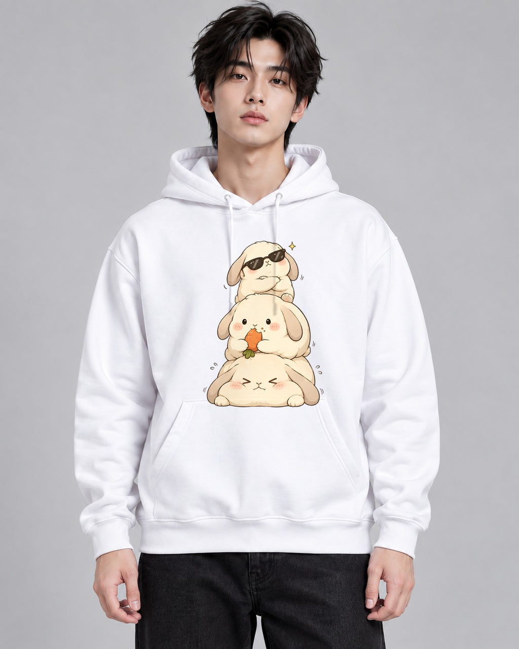 Stacked Bunnies Tower - White