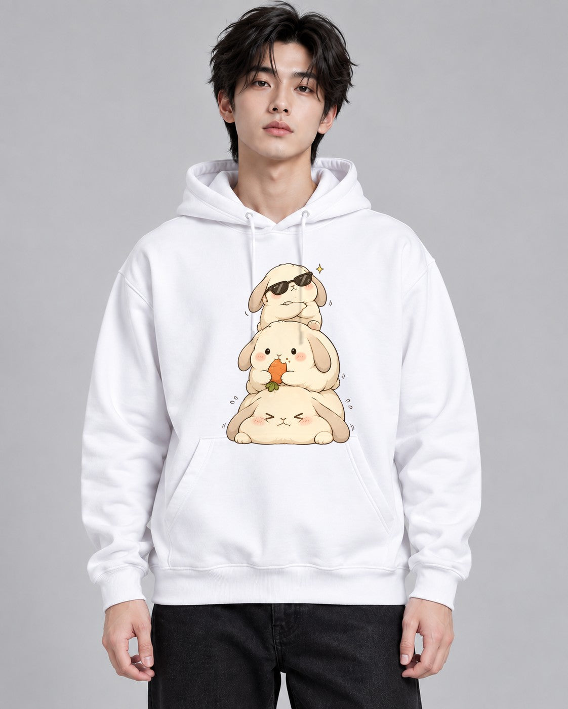 Stacked Bunnies Tower - White