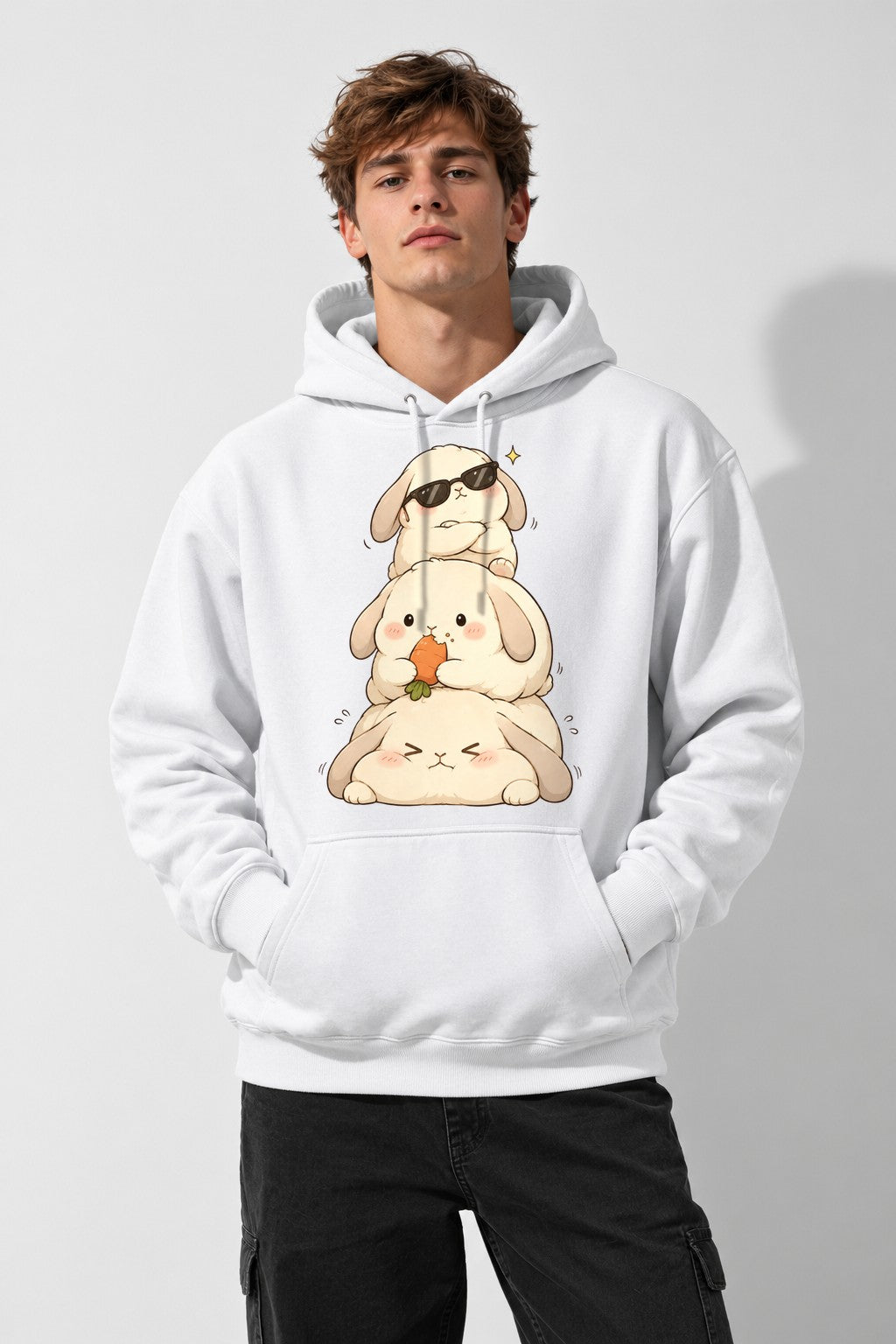 Stacked Bunnies Tower - White