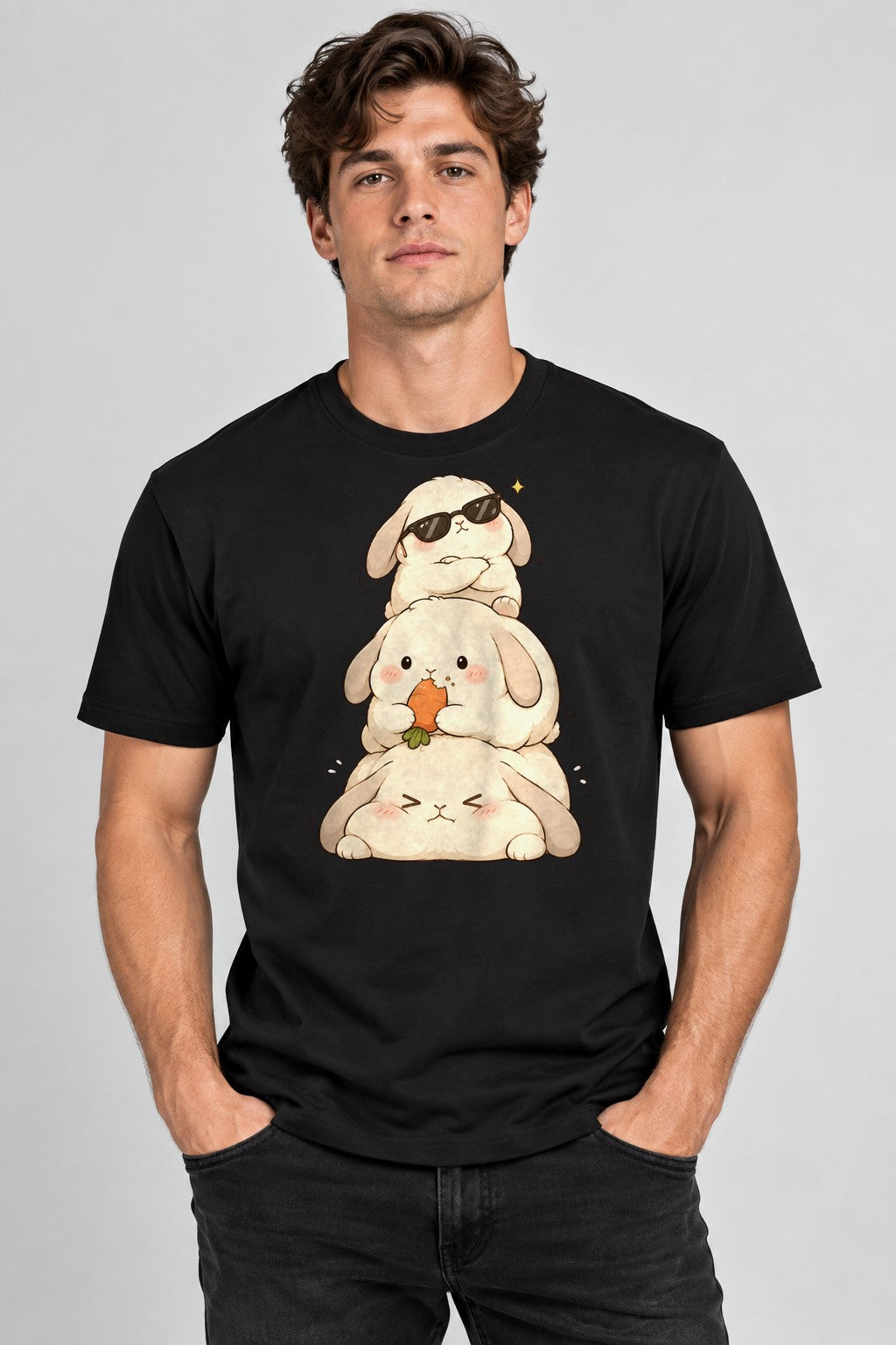 Stacked Bunnies Tower - Black