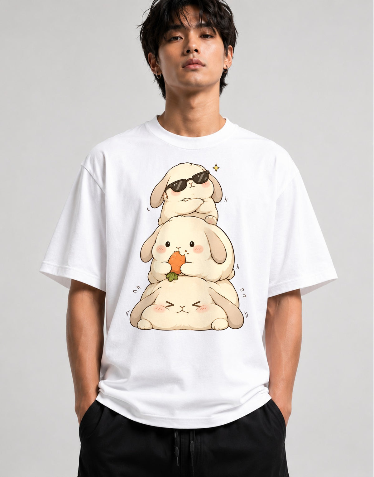 Stacked Bunnies Tower - White