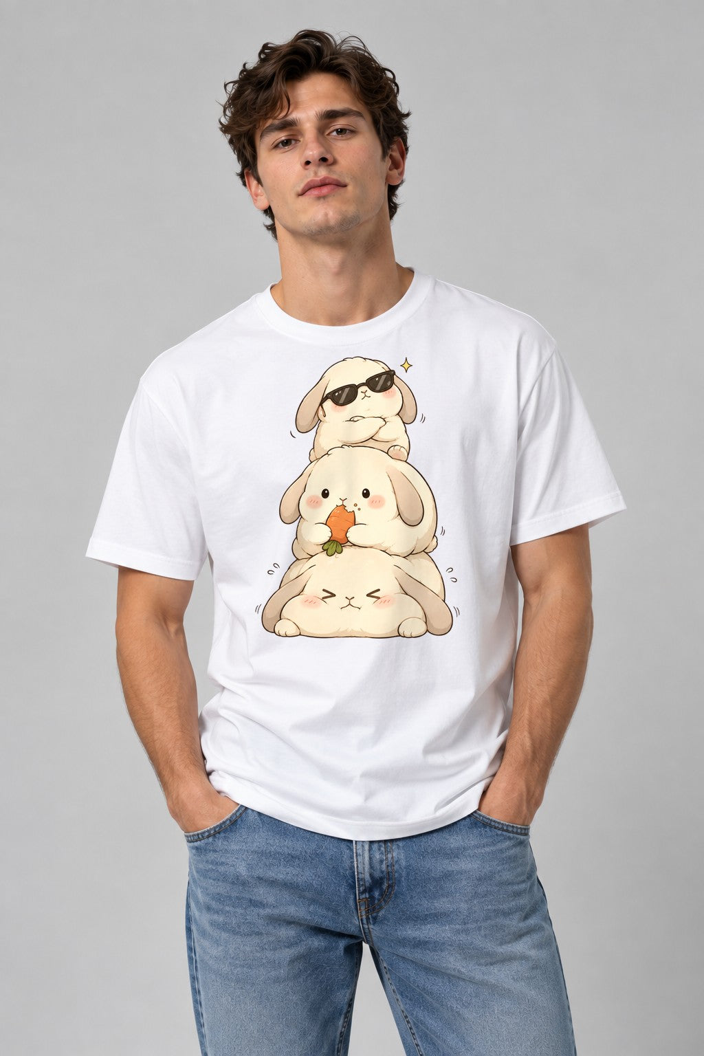 Stacked Bunnies Tower - White
