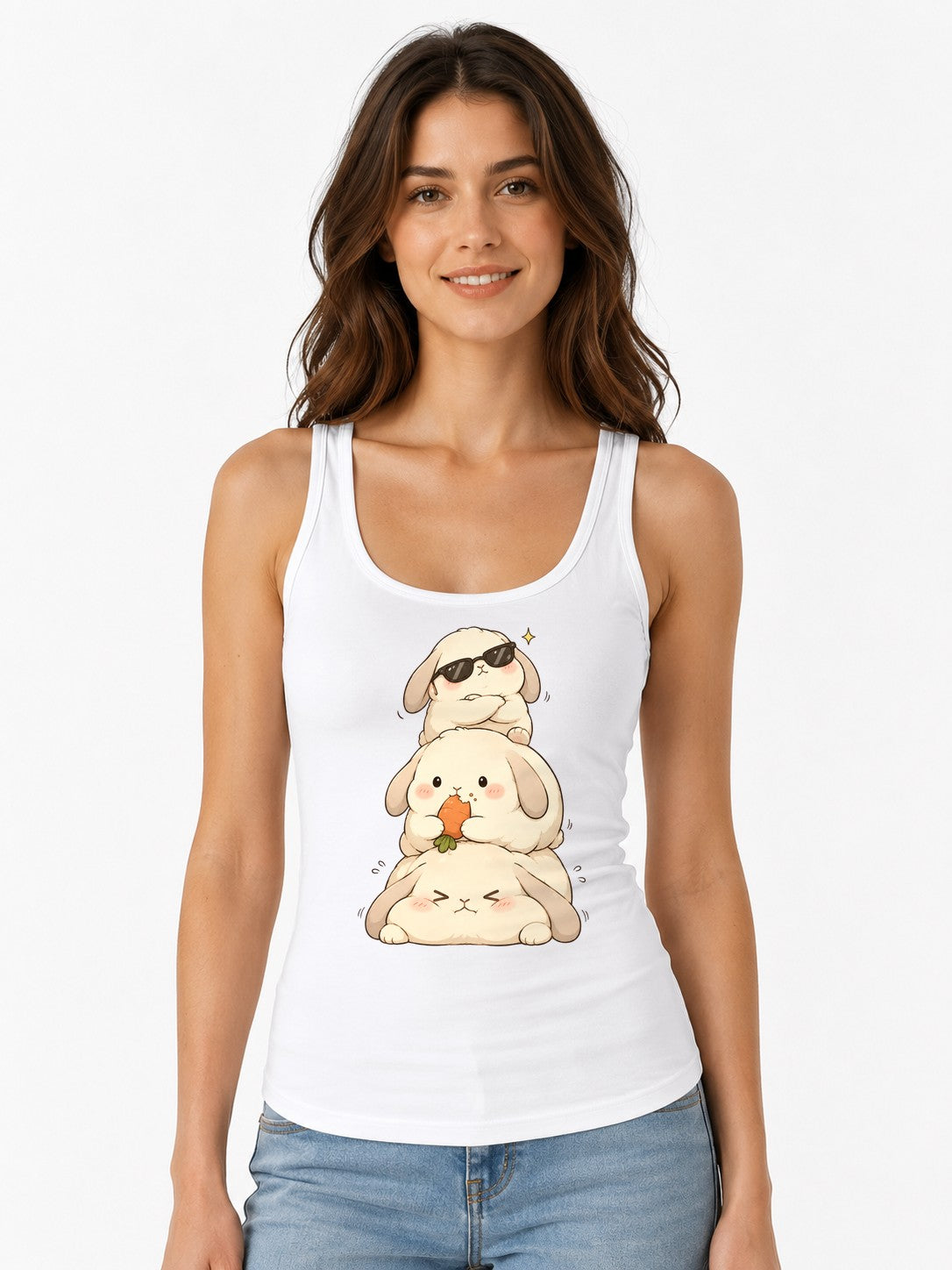 Stacked Bunnies Tower - White