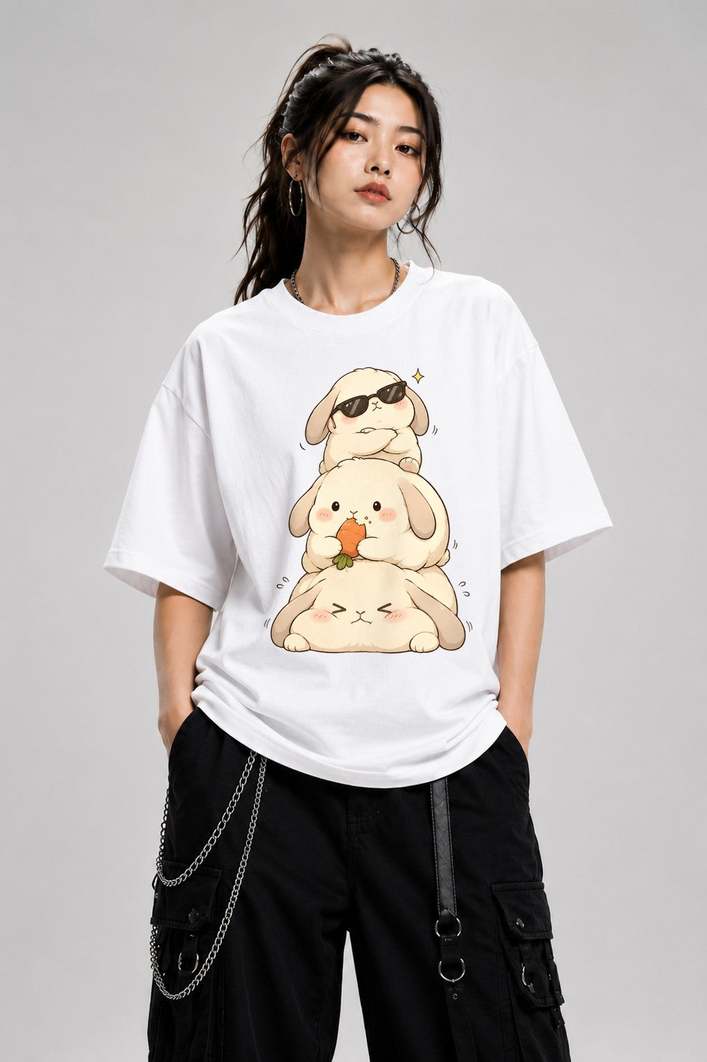 Stacked Bunnies Tower - White