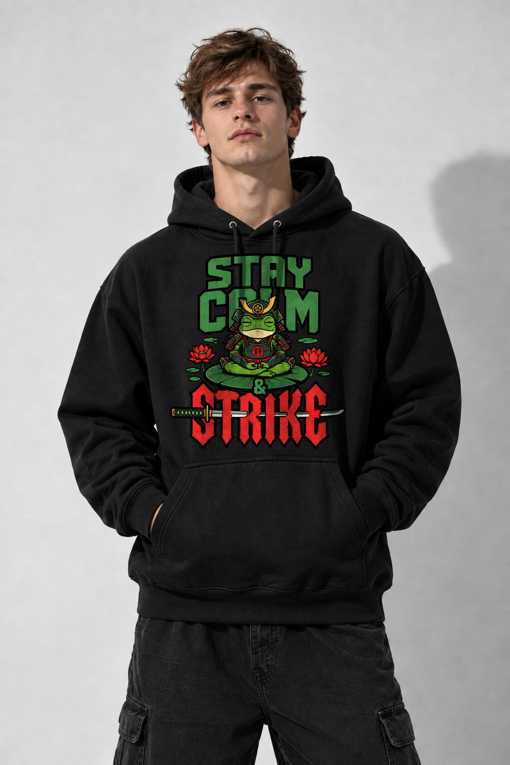 Stay Calm Strike Samurai Frog - Black