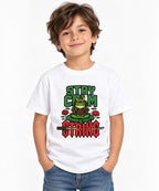 Stay Calm Strike Samurai Frog Tee - Zen Warrior Graphic Shirt - White