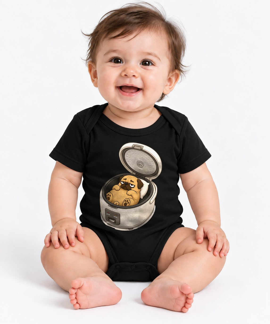 Stay Warm Rice Cooker Funny Lazy Sleeping Pug Dog Food Humor - Black