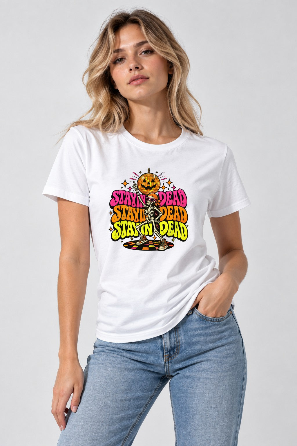 Stayin Dead Disco Skeleton - White