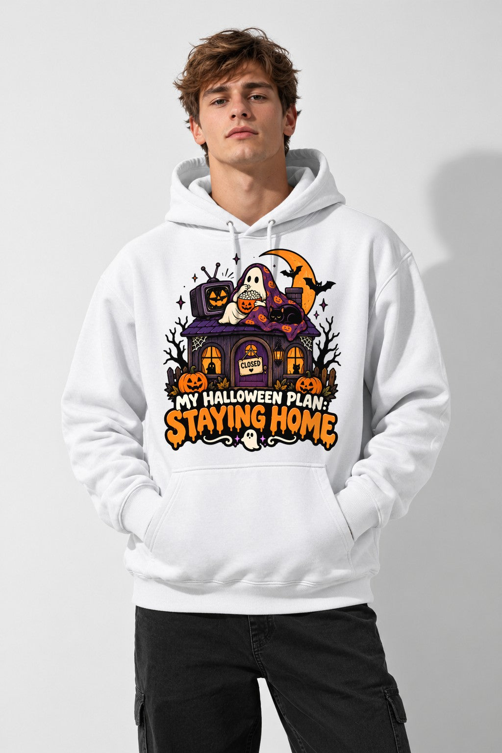 Staying Home Halloween - White