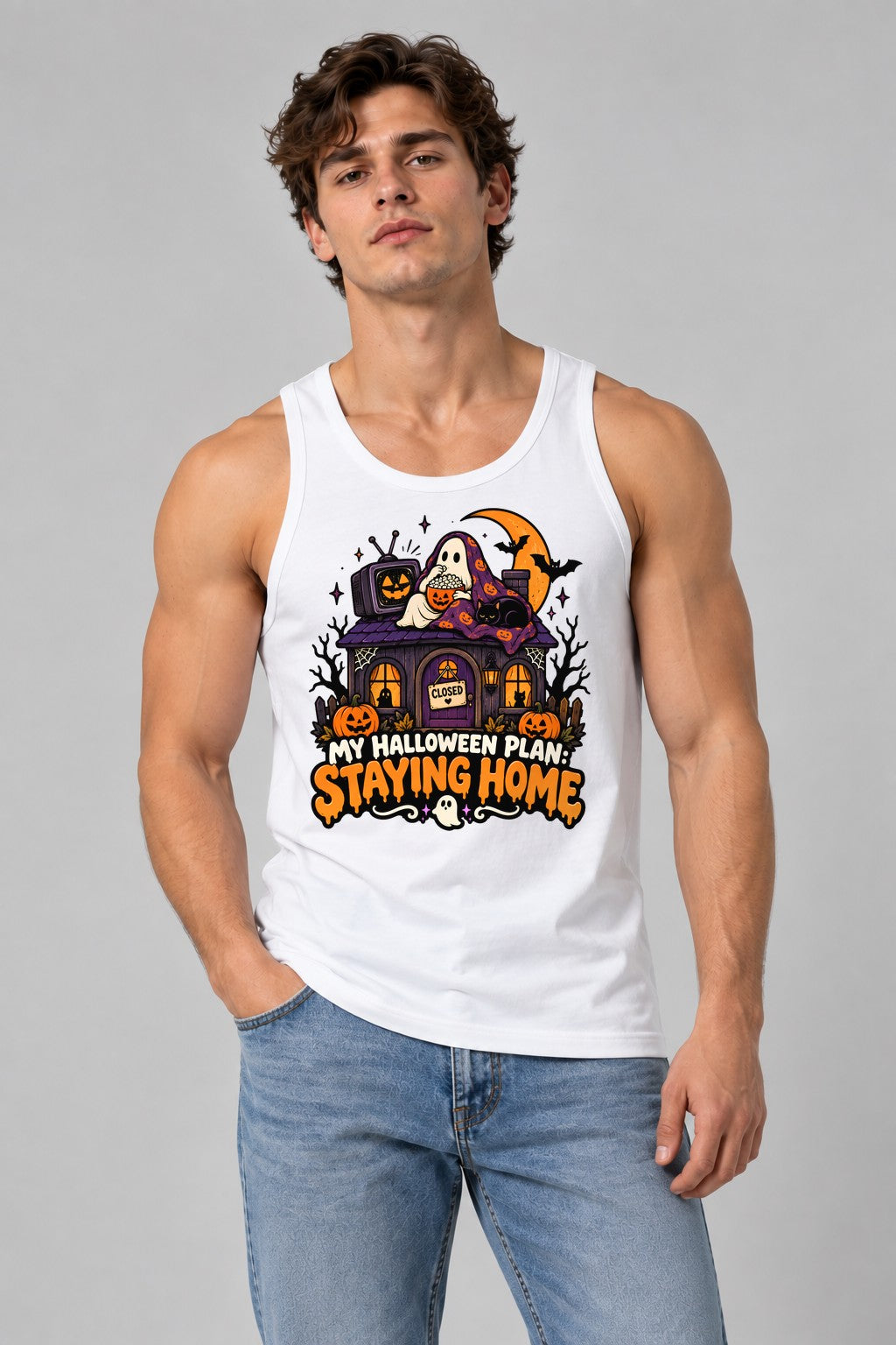 Staying Home Halloween - White