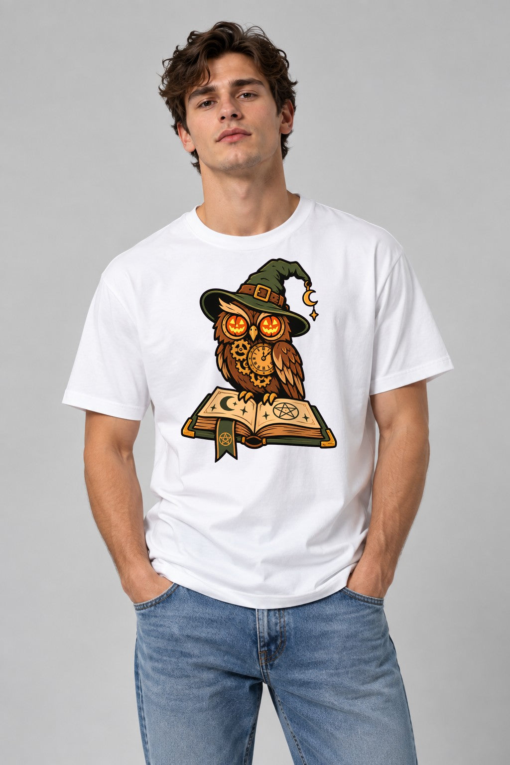 Steampunk Witch Owl - White