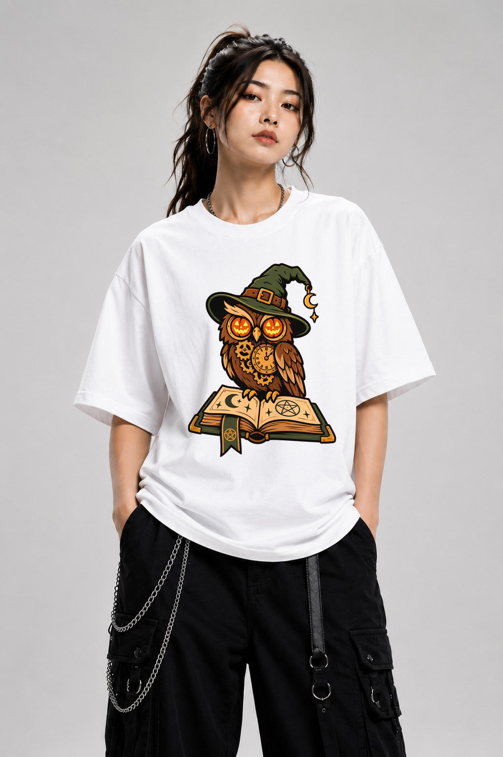 Steampunk Witch Owl - White