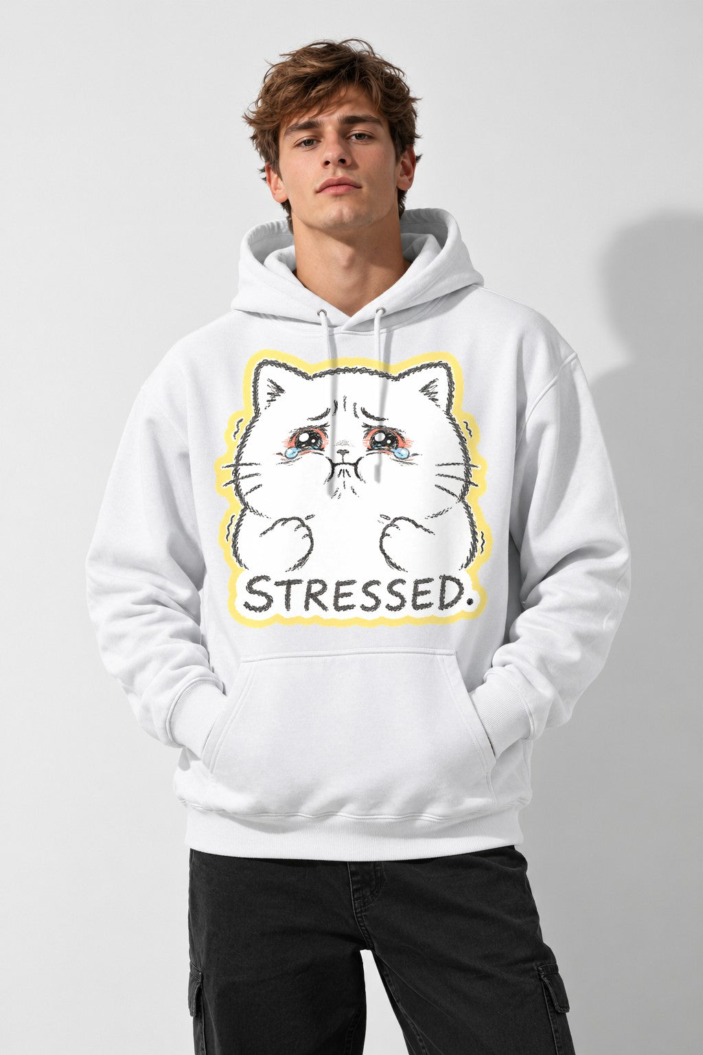 Stressed Cat - White
