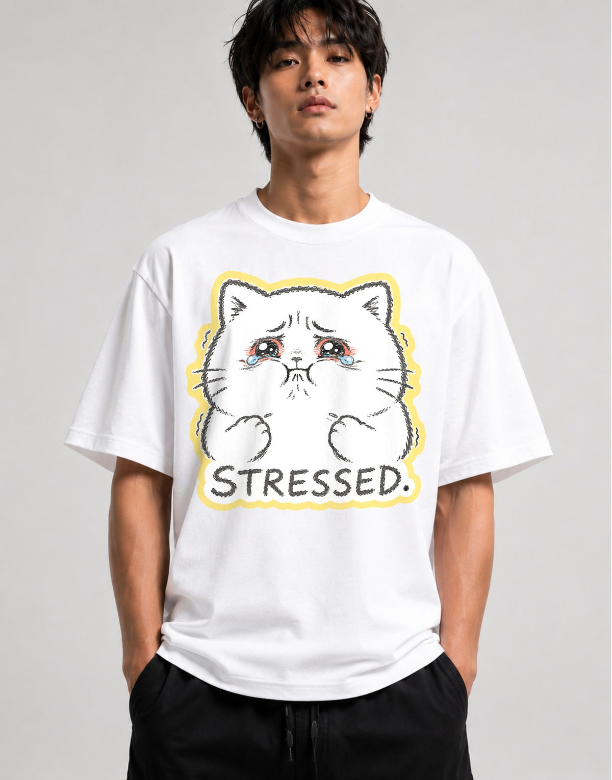 Stressed Cat - White