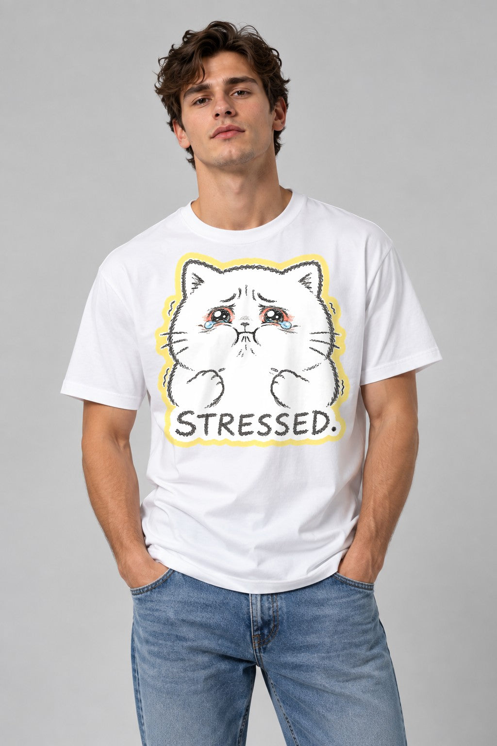 Stressed Cat - White
