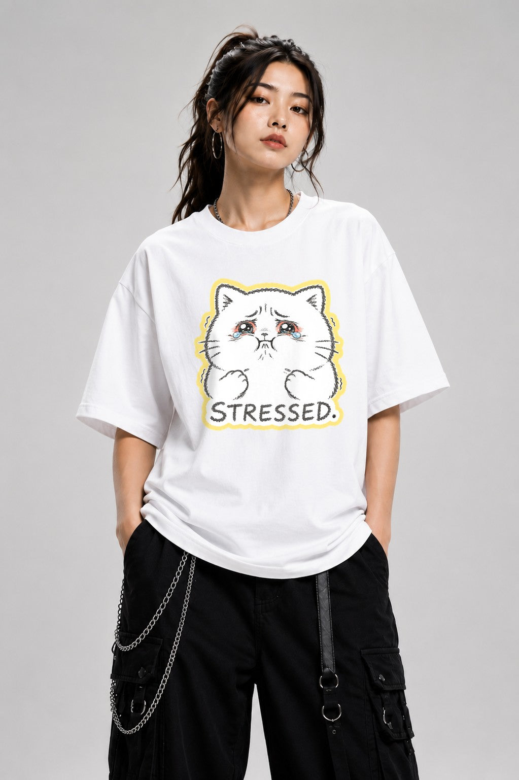 Stressed Cat - White