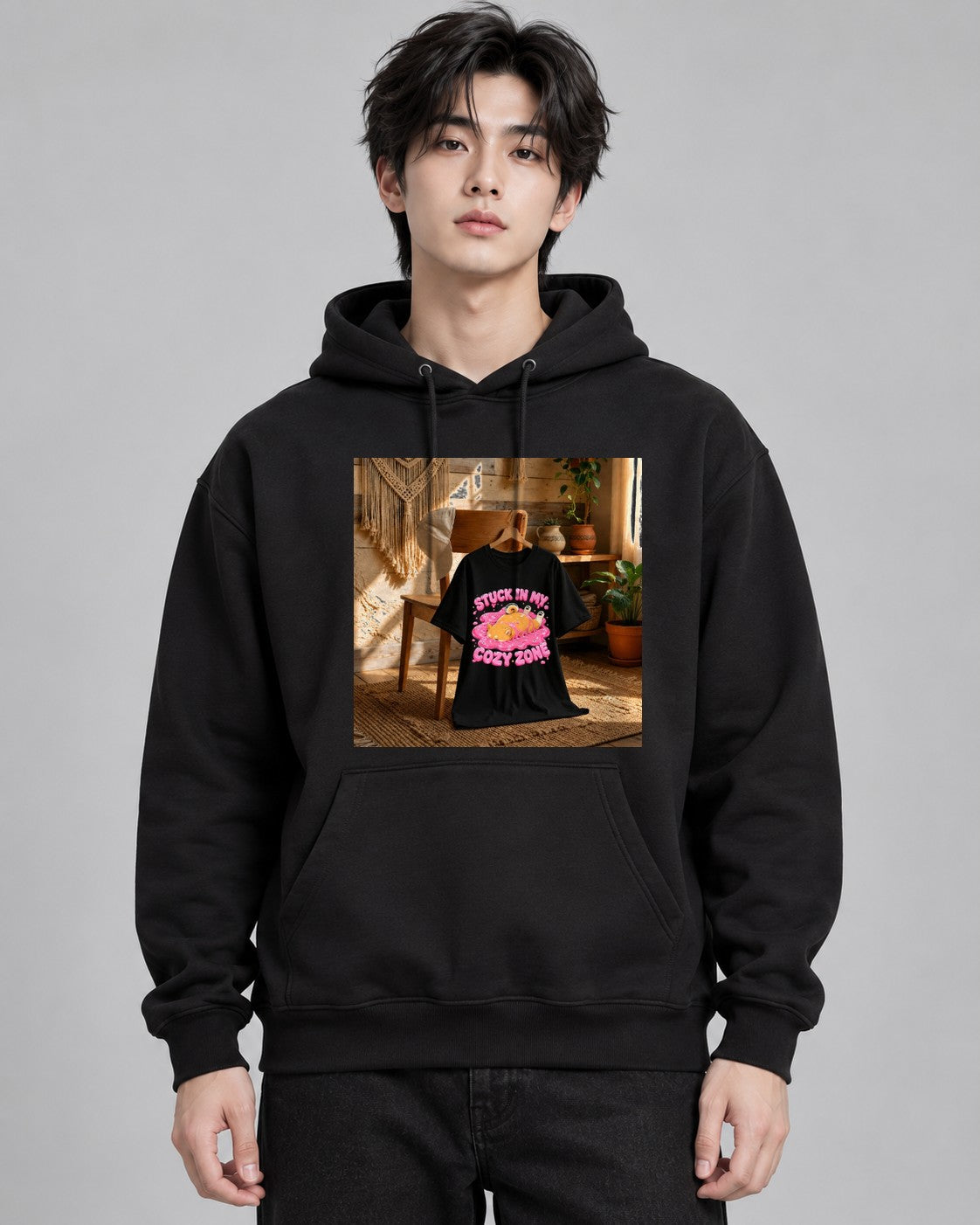 Stuck In My Cozy Zone - Cute Shiba I - Black