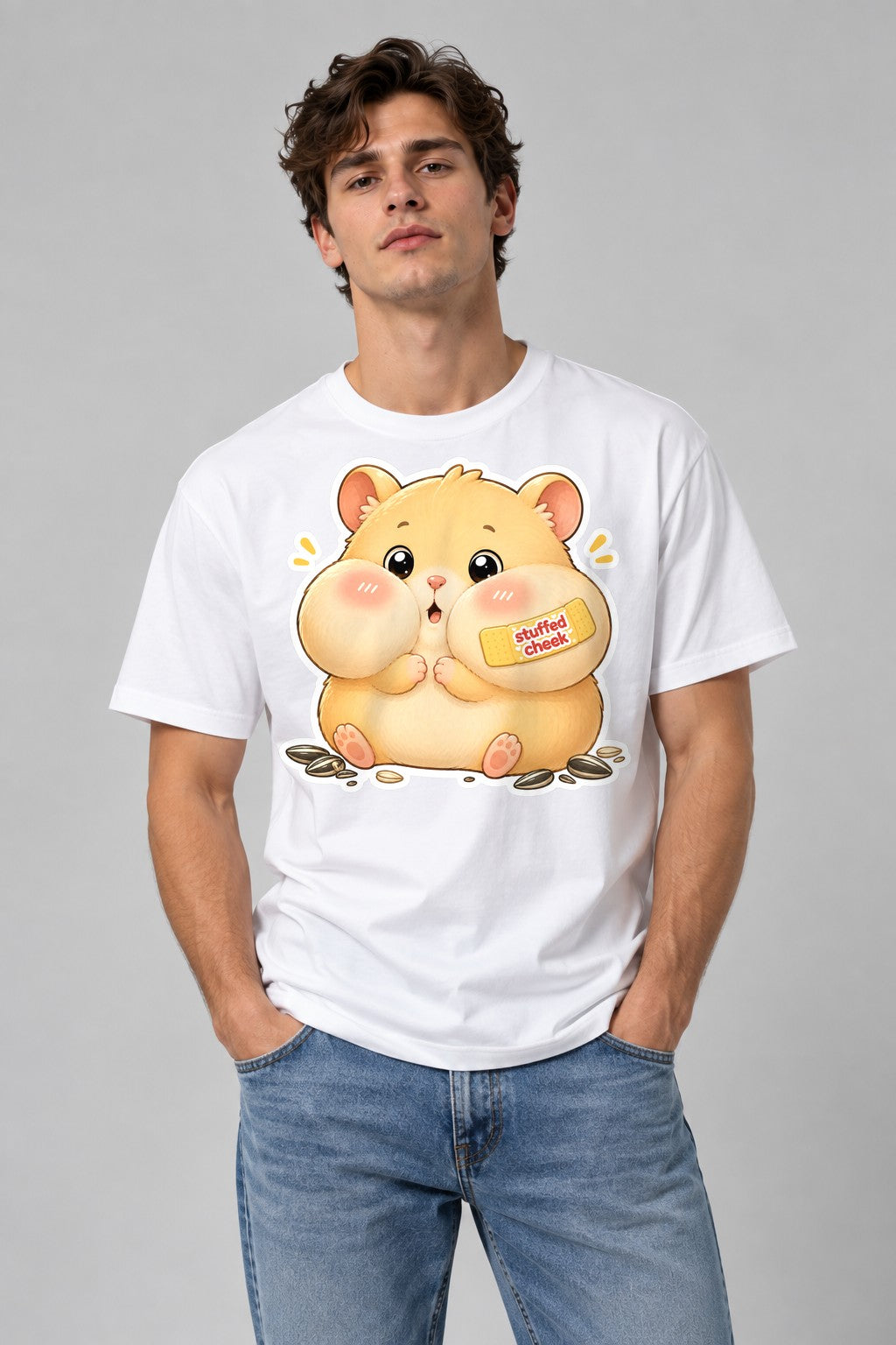Stuffed Cheek Hamster - White