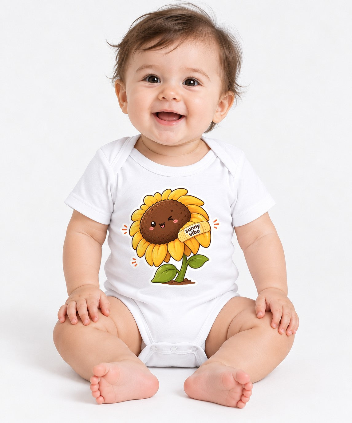 Sunny Vibe Sunflower - White