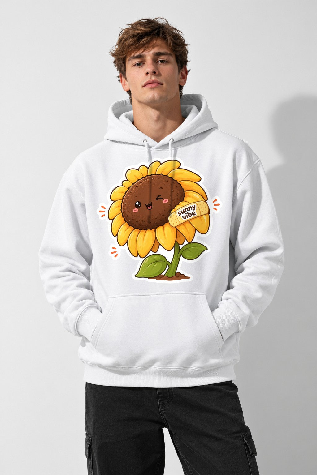 Sunny Vibe Sunflower - White