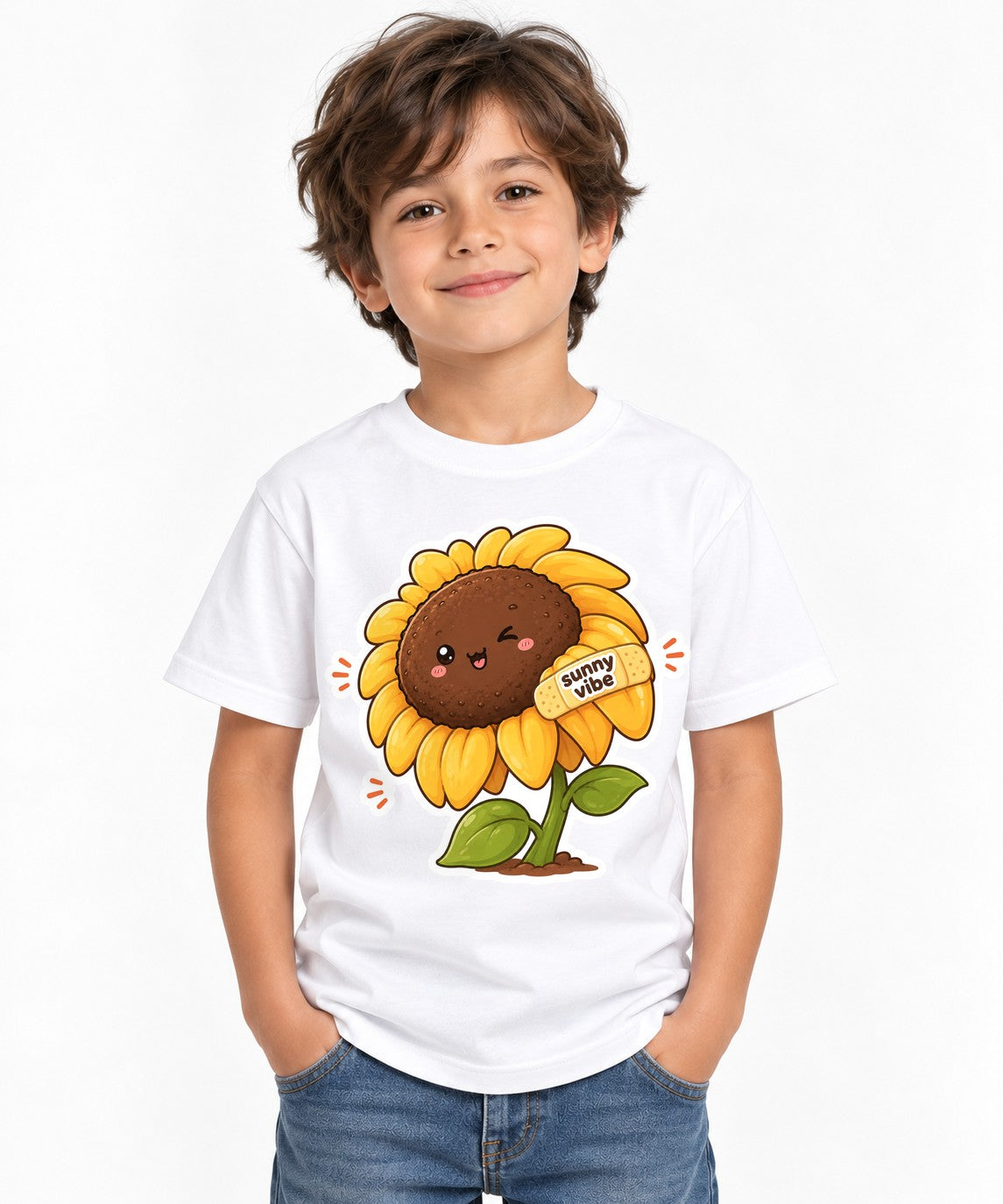 Sunny Vibe Sunflower - White