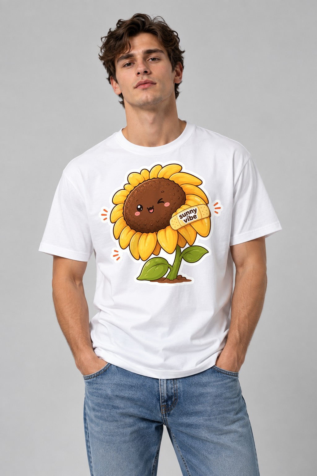Sunny Vibe Sunflower - White
