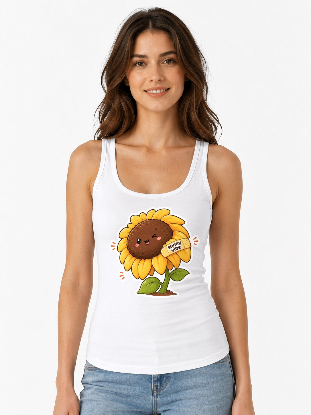 Sunny Vibe Sunflower - White