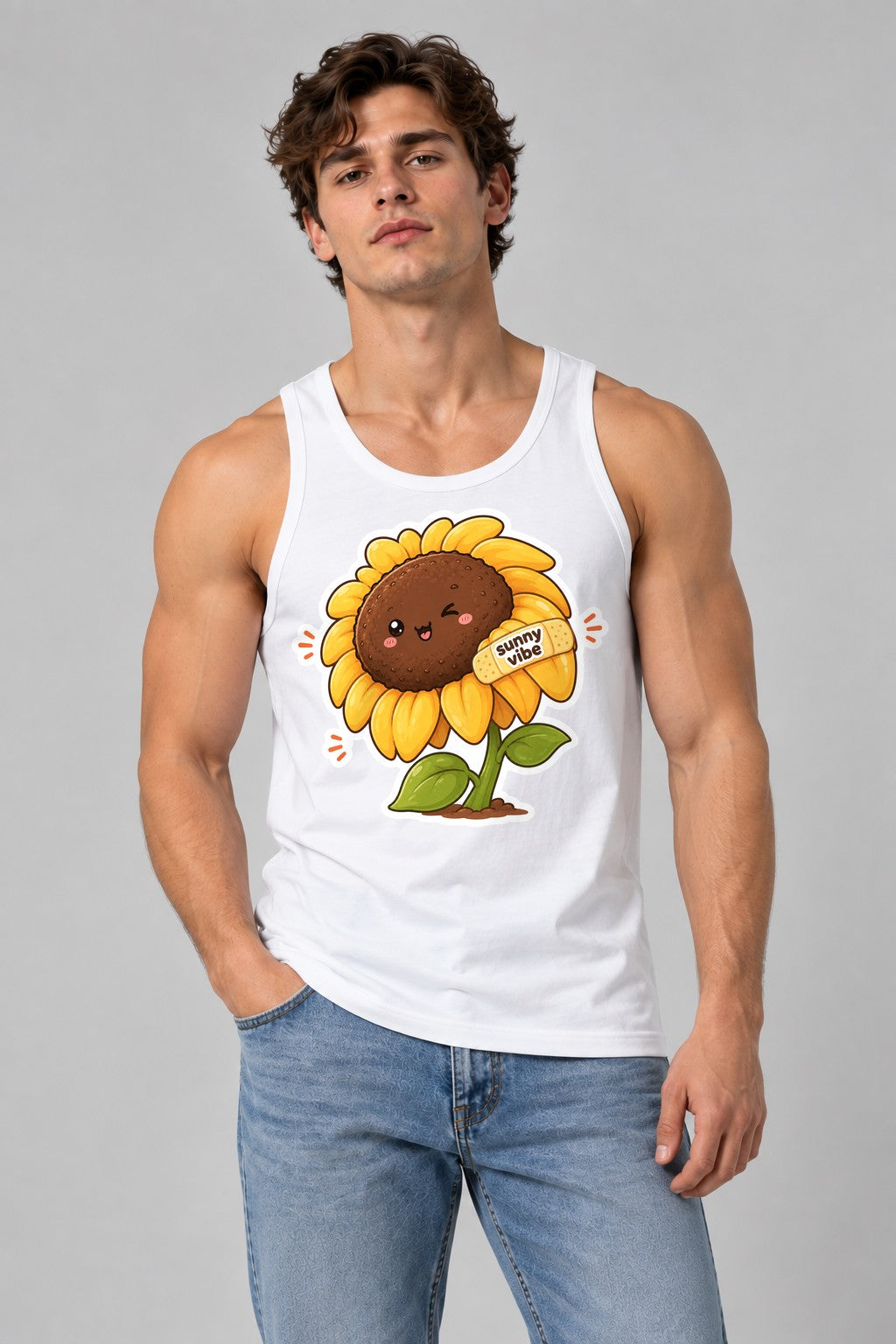 Sunny Vibe Sunflower - White