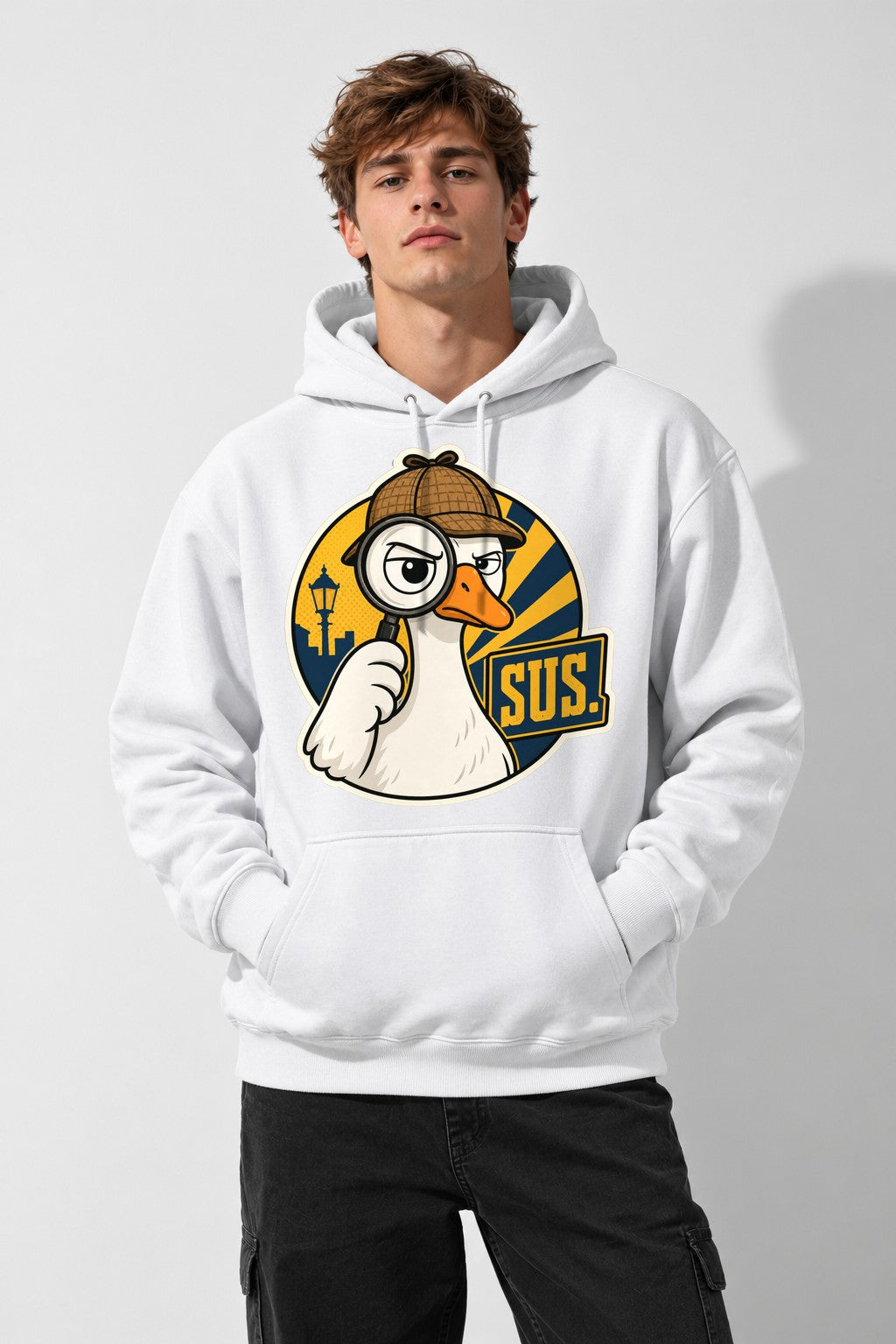Suspicious Detective Duck - White