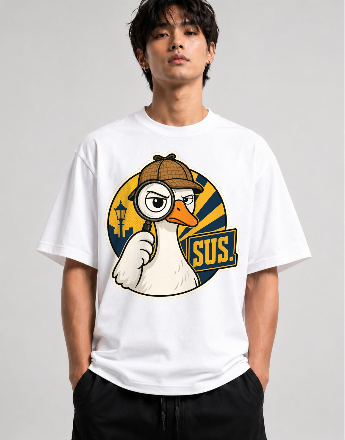 Suspicious Detective Duck - White