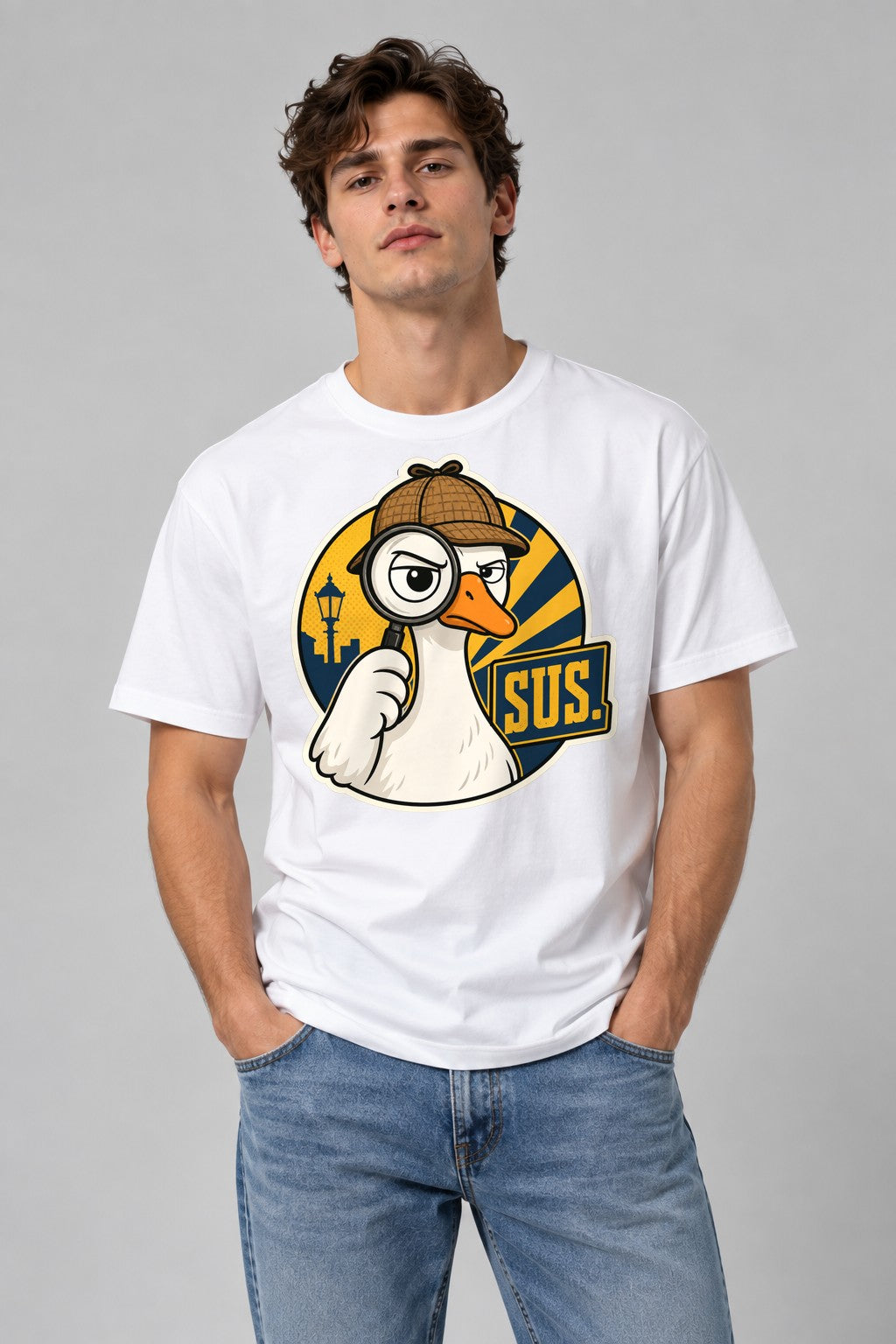 Suspicious Detective Duck - White