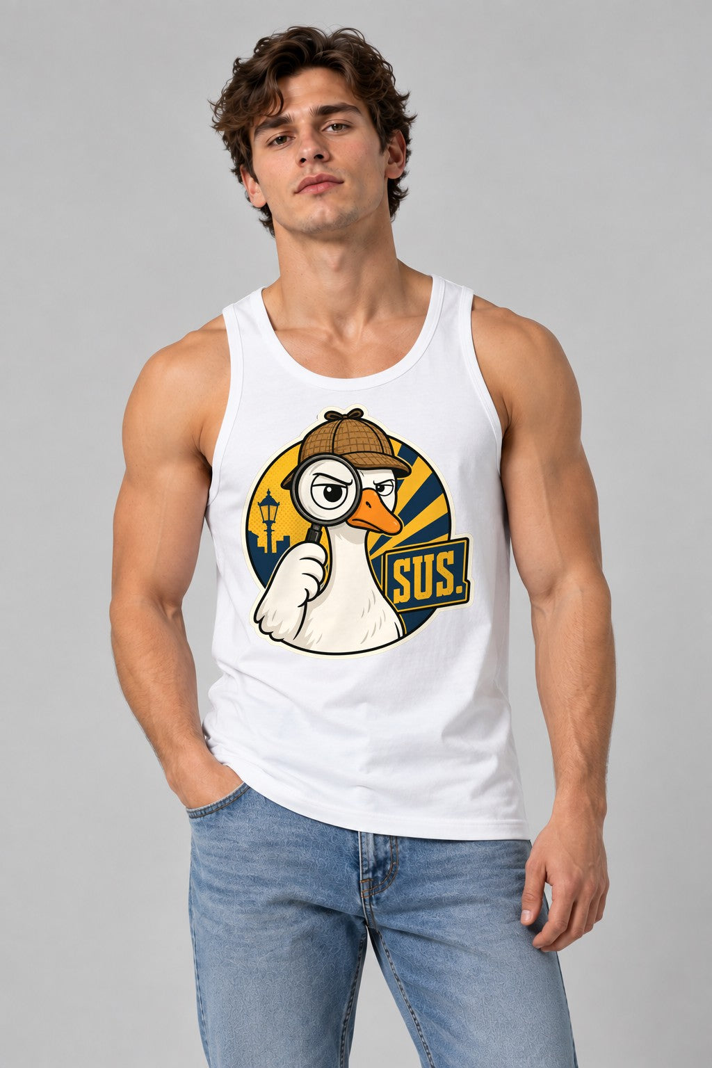 Suspicious Detective Duck - White