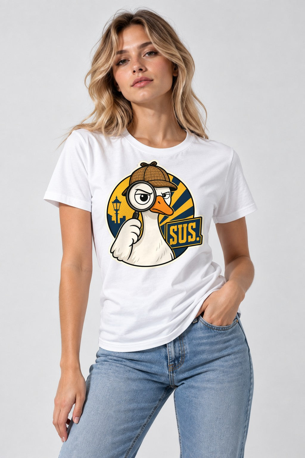 Suspicious Detective Duck - White