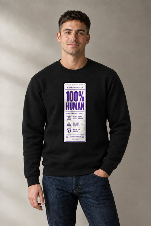100% Human Label - Black