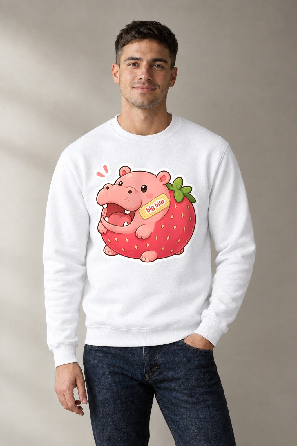 Big Bite Strawberry Hippo - White