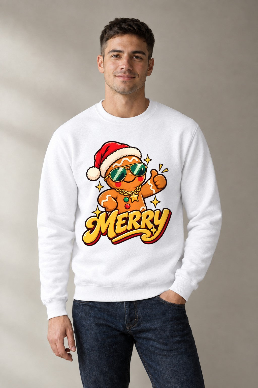 Cool Gingerbread Merry - White