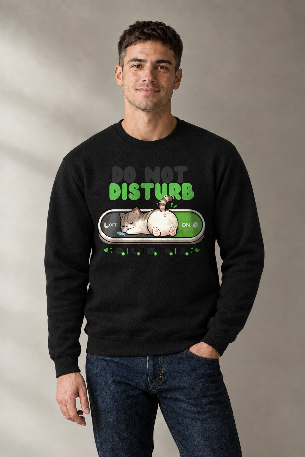 Do Not Disturb - Cute Sleeping Cat T - Black
