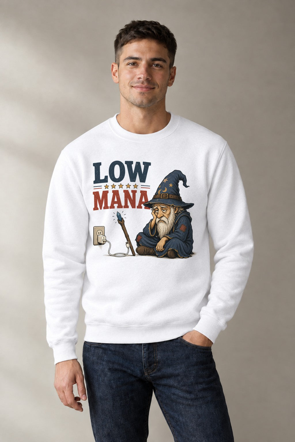 Low Mana Tired Wizard Needs Recharge - White