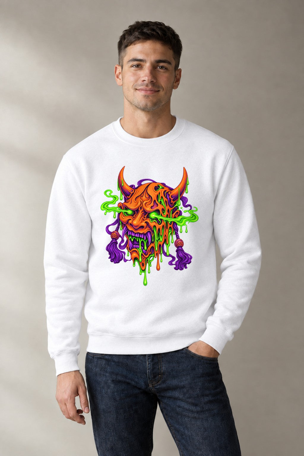 Melting Demon Skull - White