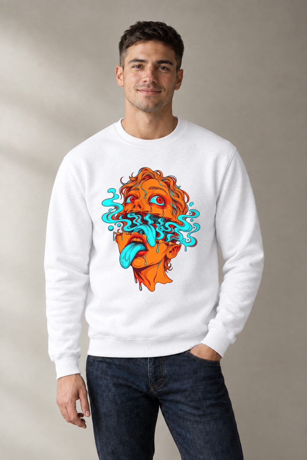 Melting Surreal Face - White