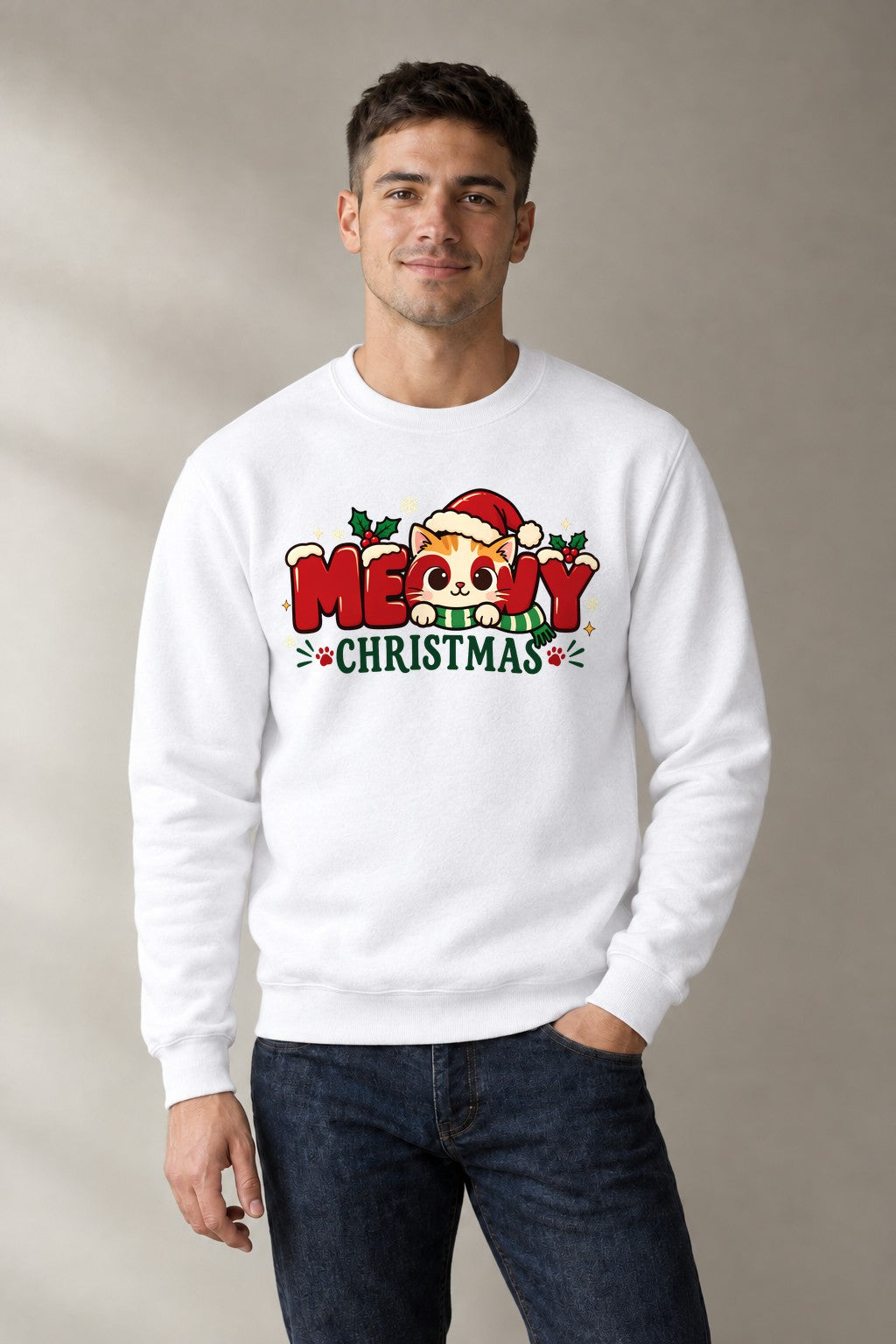 Meowy Christmas - White