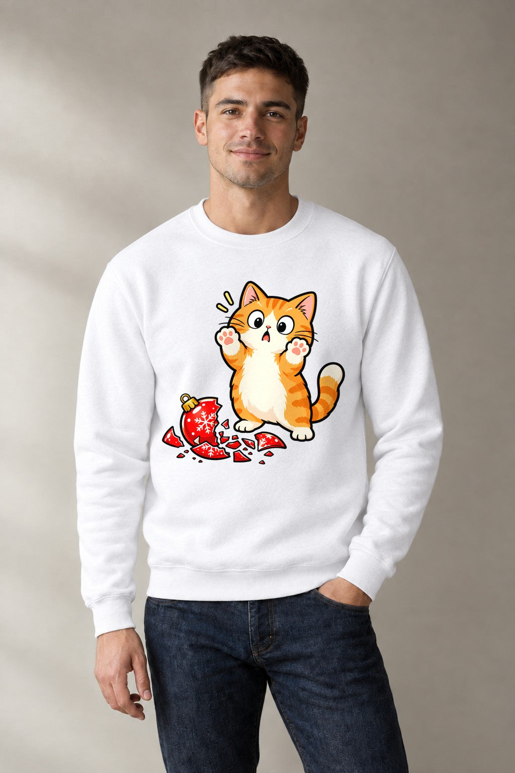 Mischievous Christmas Kitten - White