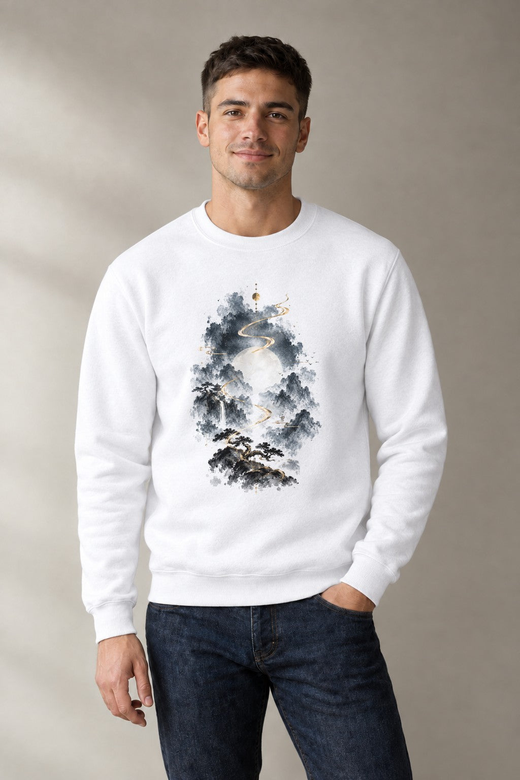 Mountain Path Moon - White