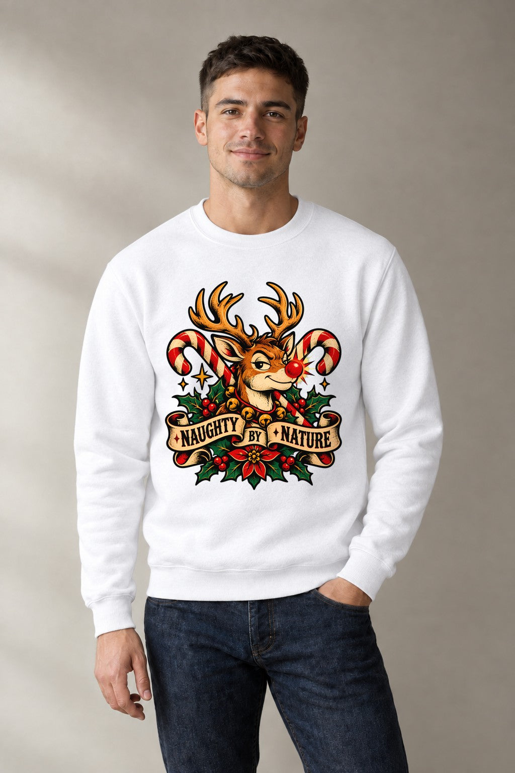 Naughty By Nature Reindeer - White