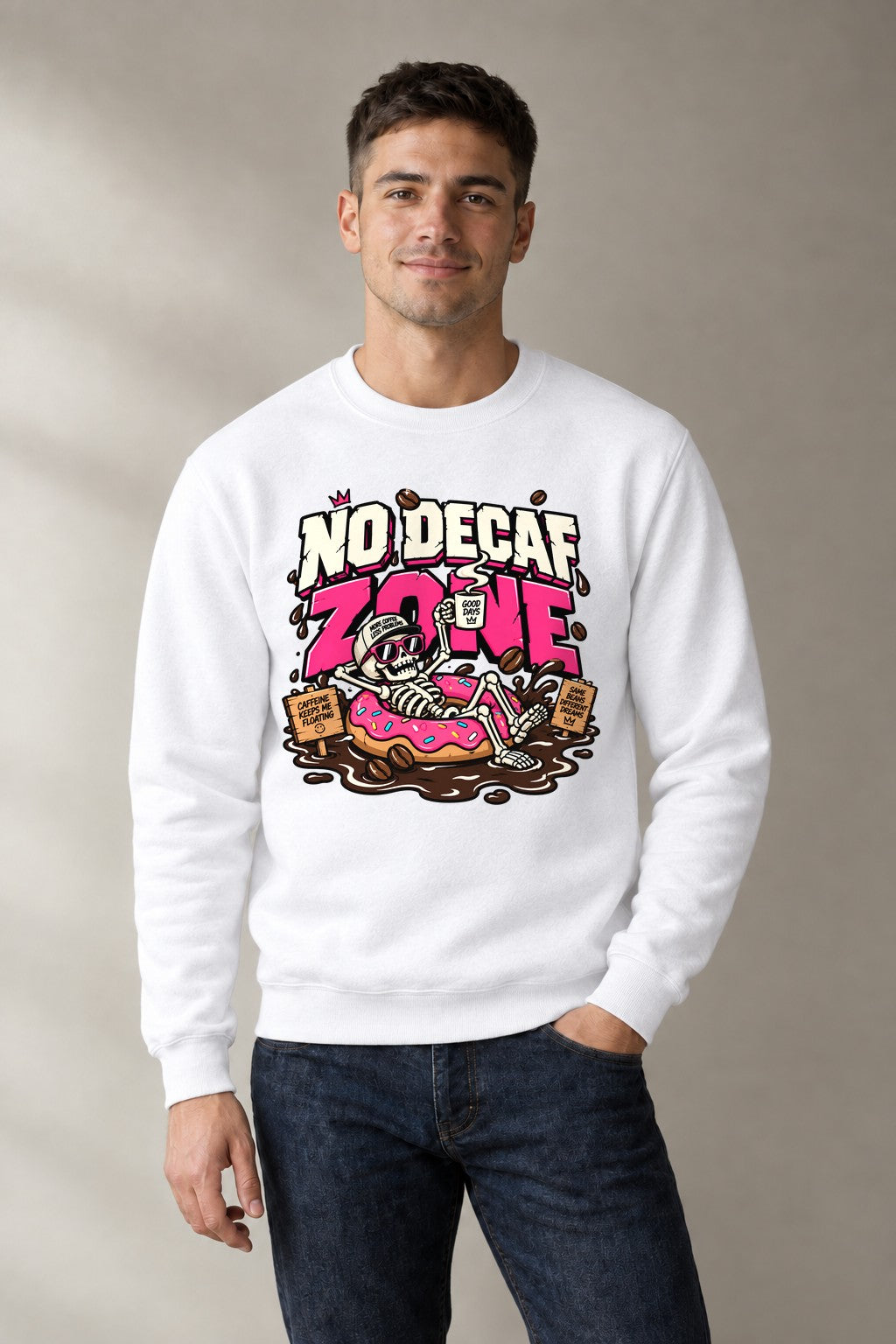 No Decaf Zone - White