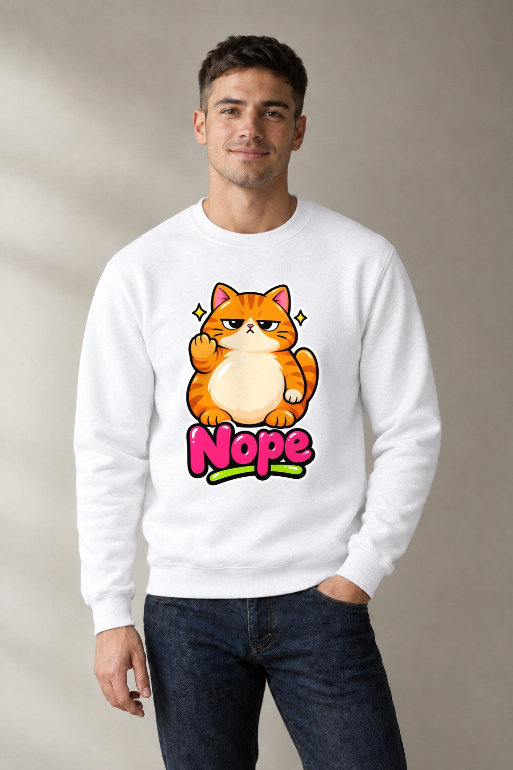 Nope Chonky Cat - White
